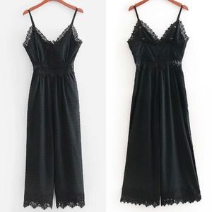 Lace Trim Cami Jumpsuit Jumper Black